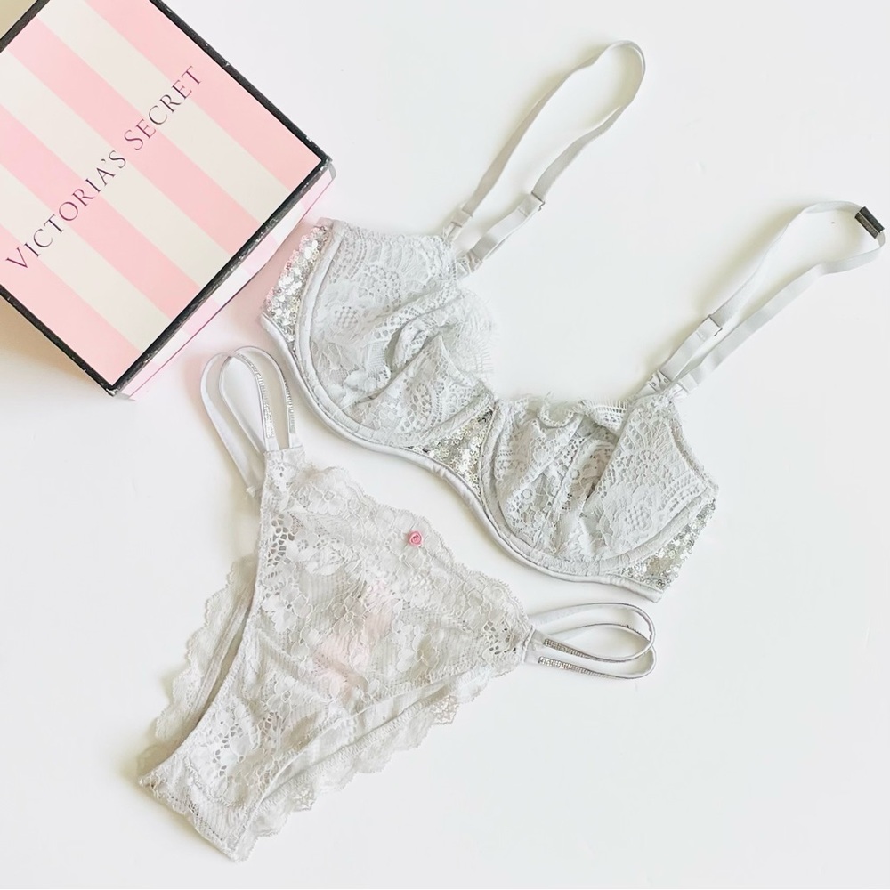 32D MEDIUM Victoria’s Secret gray bra set